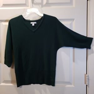 Forest Green V-Neck Dolman Sleeve Sweater
